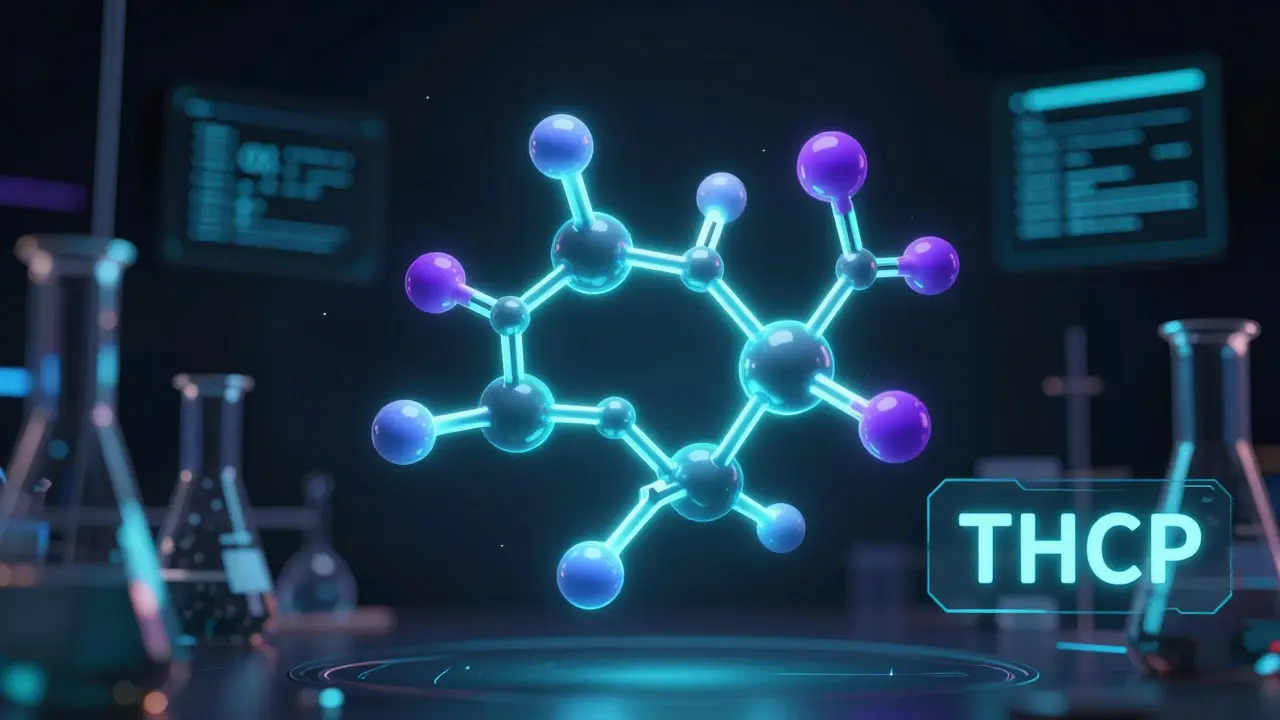 Abstraktní molekula THCP v laboratorním prostředí