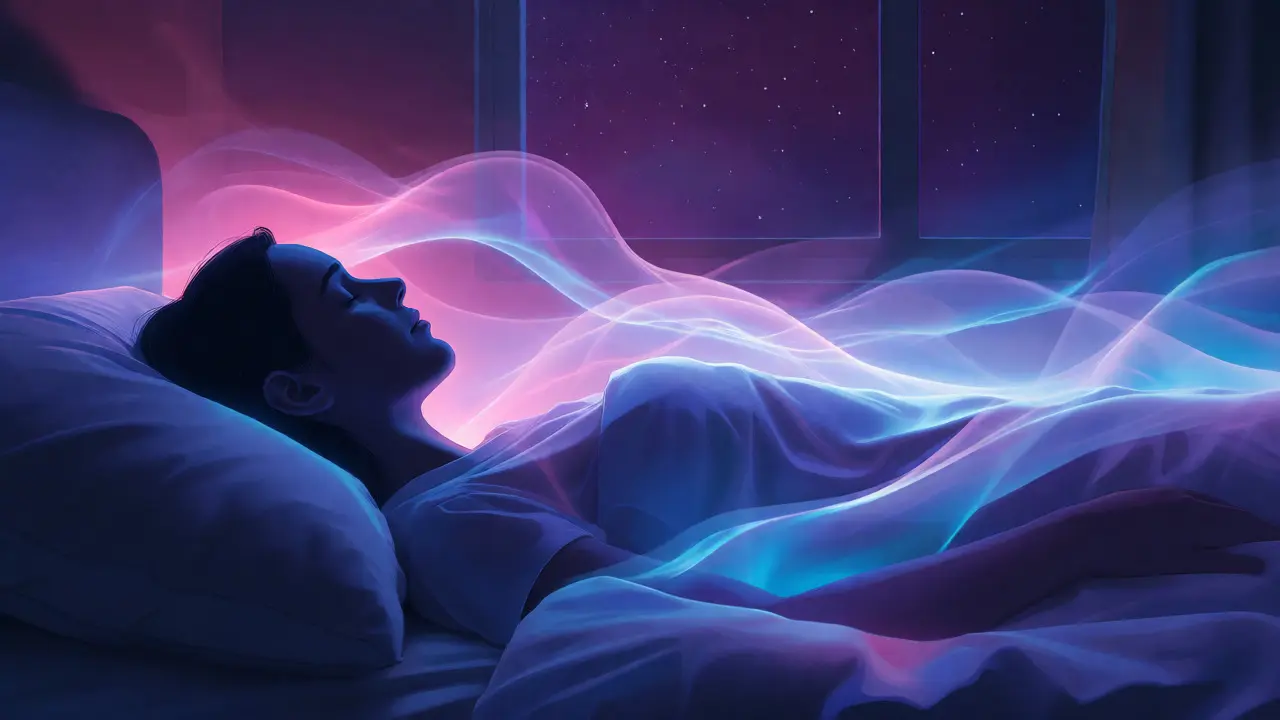 Konceptuální ilustrace klidného spánku a endokanabinoidního systému