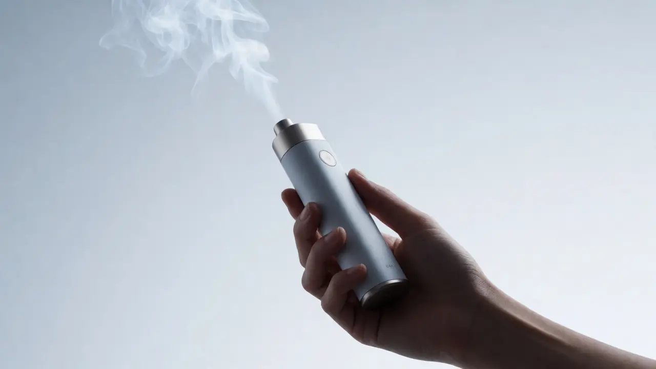 Moderní přenosný vaporizér vydávající jemnou páru