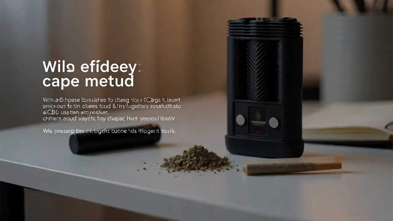 Srovnání vaporizéru a jointu na stole s rozemletým konopím pro večerní relaxaci.